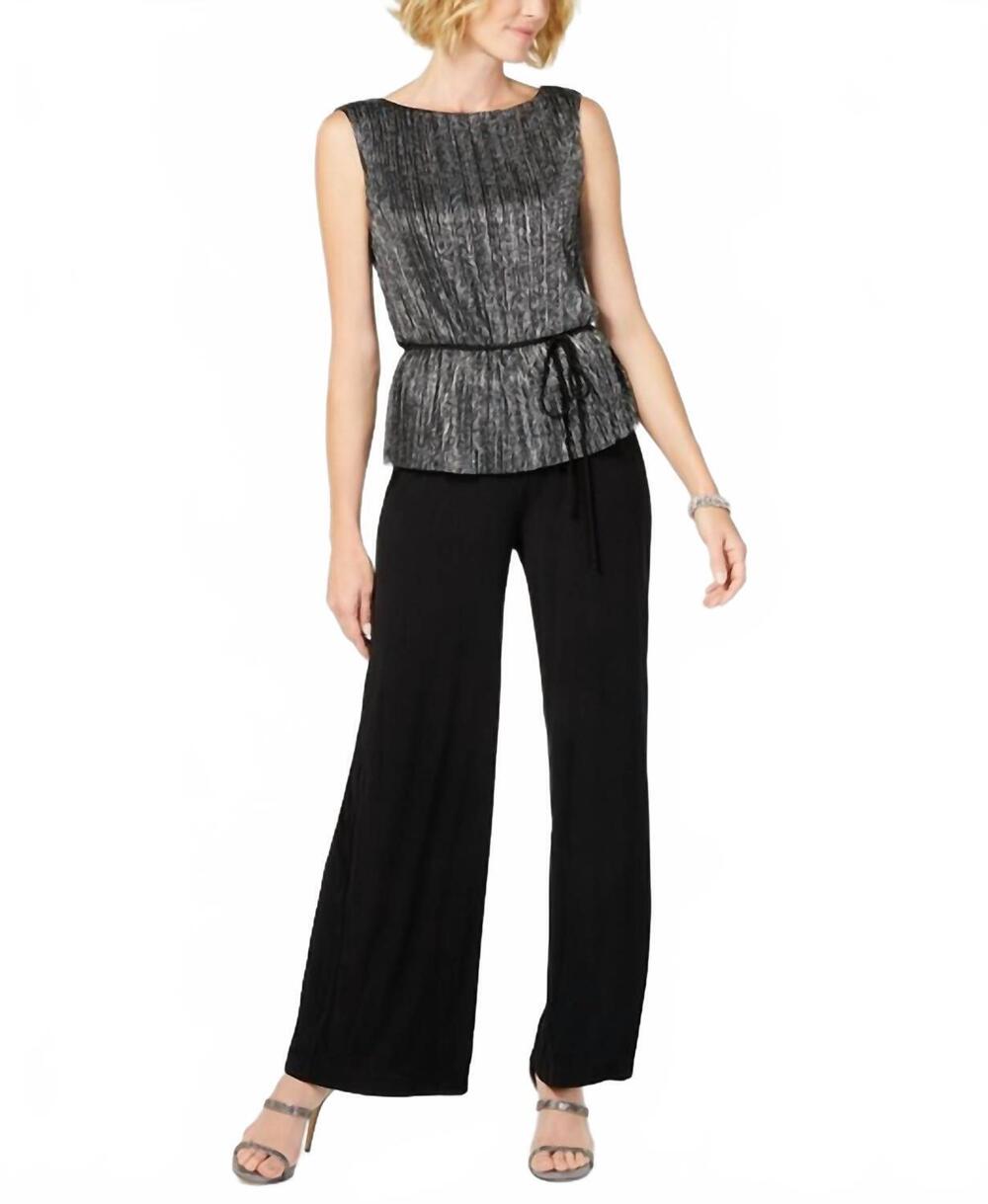 NEW CONNECTED APPAREL metallic sleeveless jumpsuit in black